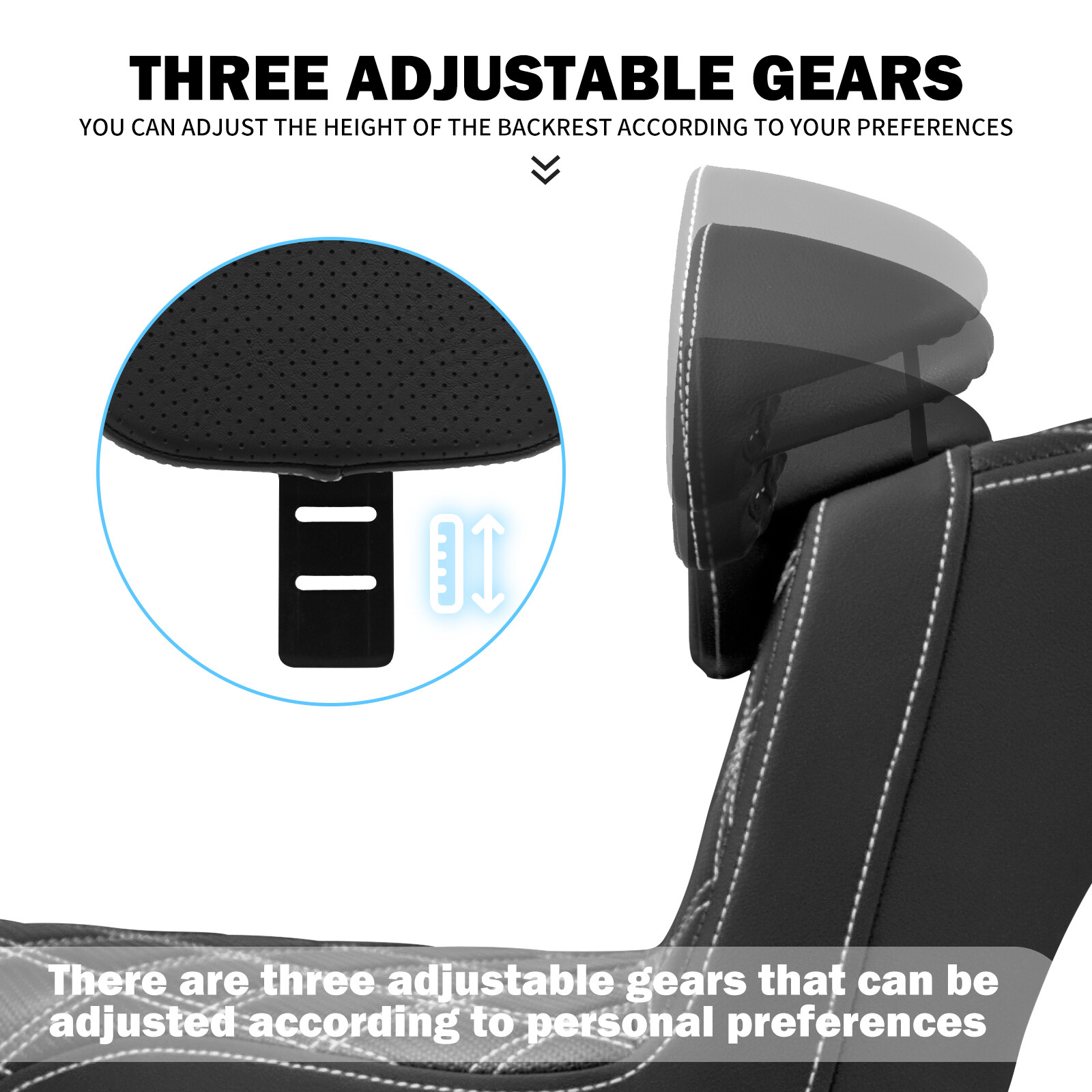 Driver Passenger Gel Seat White Line w/ Backrest For Harley 2018-2025 Low Rider