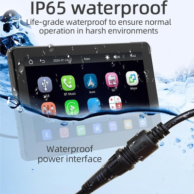 Dual Bluetooth 7 Inch IPS Wireless CarPlay Android Portable Motorcycle Screen
