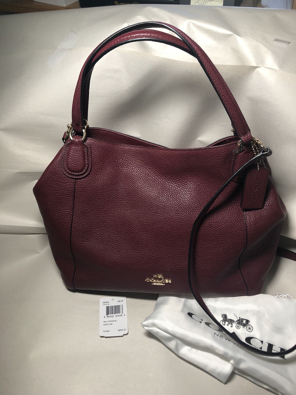 edie shoulder bag 28 in pebble leather