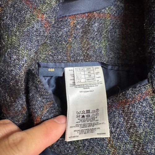 Brooks Brothers Regent Mens 46R Sport Coat Blazer Jacket Gray Check Harris Tweed - Picture 11 of 11
