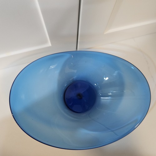 Piatto ciotola asimmetrico Lutken Holmegaard blu cobalto design MCM 10,5 pollici - Foto 16 di 16