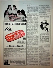 Original 1941 Baby Ruth Candy Ad: "Quints" Get First Candy, American Favorite