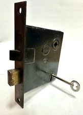 PENN ANTIQUE VINTAGE MORTISE LOCK, VICTORIAN, ART DECO, ONE CUSTOM SKELETON KEY