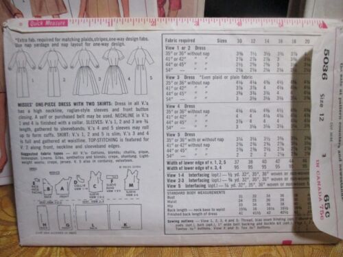 Simplicity Vintage 1960s Dress Sewing Pattern - 5036 Size 12 Bust 32 CUT Complet - Picture 3 of 6