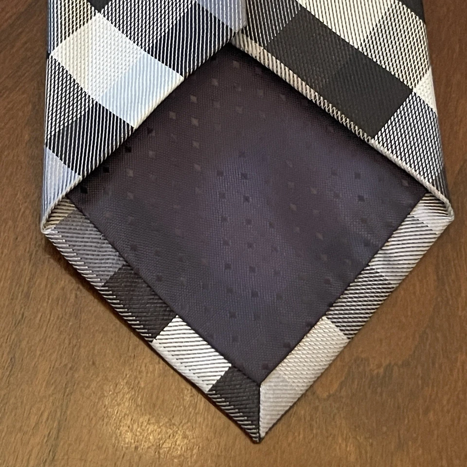 Corbata Birmania Bibas Negra Gris Hecha a Mano 100% Poliéster Hombre Hecha en China Foto 2 de 4