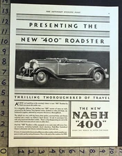 1929 NASH 400 ROADSTER CONVERTIBLE LUXURY TRAVEL AMERICAN MOTOR AUTO AD 35989