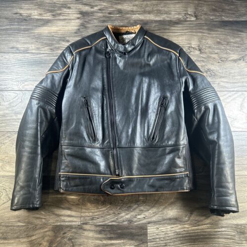Vintage Schott Jacket Mens 40 Black Leather Biker Motorcycle Moto Padded 80s