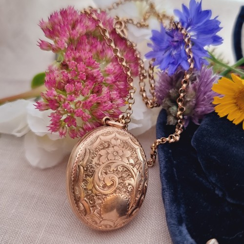 Collana vittoriana oro rosa 9 ct ciondolo medaglione lutto catena Belcher 47 cm - Foto 18 di 18