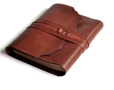 book jacket cover slipcase case holder bag pocket real cow leather brown W482