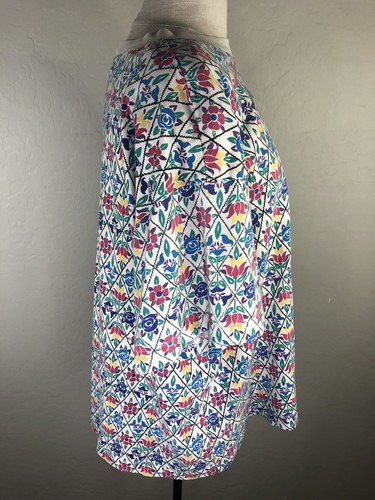 Camisa floral vintage colorida para mujer CHEROKEE 2x Hecha en EE. UU. - Imagen 7 de 9
