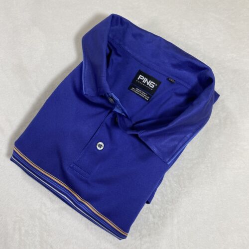 Ping Golf Polo Shirt Mens 2XL Blue Striped Short Sleeve *Company Logo