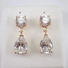 3Ct Pear Cut Simulated Diamond Women's Fancy Drop Earring 14K Yellow Gold Plated