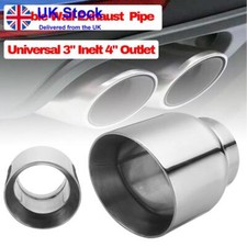 3" In - 4" Out Universal Exhaust Tip Pipe Tail Muffler Chrome Stainless Steel