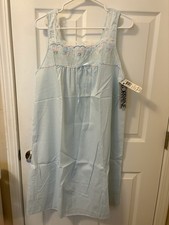lorraine sleeveless nightgown blue floral embroidery lace 8022 Size Medium NWT