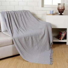 Herringbone Cotton Throw Blanket UK – Sofa, Bed & Picnic 90”x100” All-Season UK