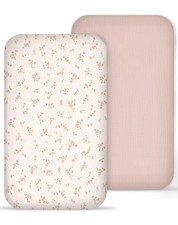 Soft Muslin Bassinet Sheets 2-Pack, 33x20 Fitted, Breathable for Newborns