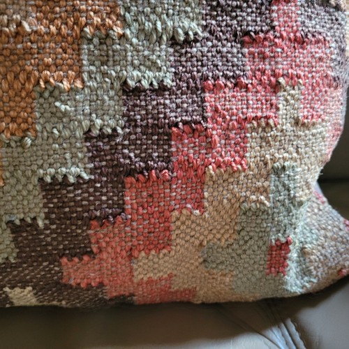 GradinRoad🐘Kilim🐘 Woven Jute Square Pillow ~ Made in India ~ 18 x 18 inch - Picture 3 of 10