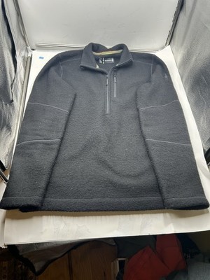 Smartwool Hudson Trail Fleece Wool Blend Quarter Zip Jacket Navy Men's Large L