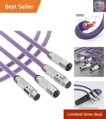 Audiophile 18 Gauge XLR Cable Pair - 1.5M Nylon Braided for Ultimate Clarity