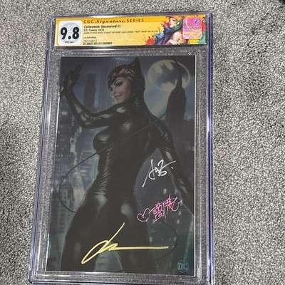 CGC SS 9.8  Catwoman Uncovered #1 Artgerm Foil - 3X SIGNED Artgerm Besch Swaby 
