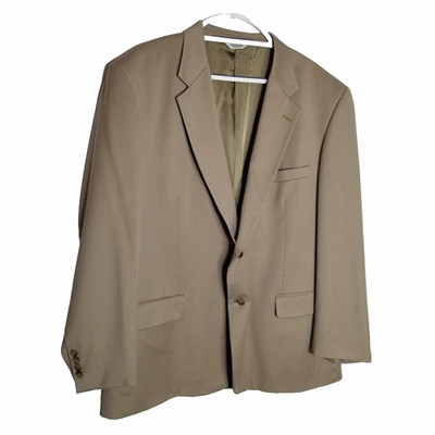 Joseph Feiss Blazer Men's 48R Beige 100% Pure Wool Super 100's Jacket Sport Coat