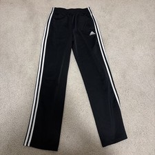Adidas Sweatpants Youth Large 14/16 Black White Stripes Pockets