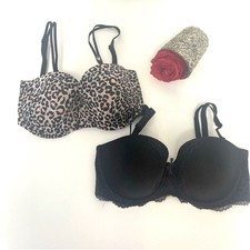 Lot Of 2 Victoria’s Secret Bras Size 34DD / Floral Lace / Leopard Animal Print