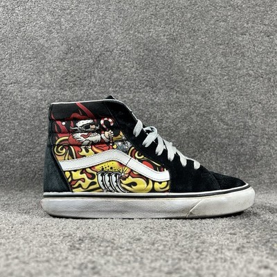 Vans Sk8-Hi Santa Flames Mens Sz 6 Women s Sz 7.5 Black Canvas Skateboard Shoes