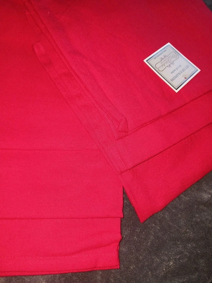 Red Dinner Napkins.(12pcs) 20x20 & 14x108 Rustic Embroidered Table Runner. New - Image 3 of 4