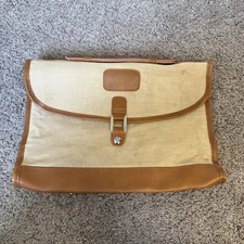 Vintage Charles Revson Attache Briefcase by Ultima II Beige Brown Woven Canvas