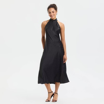 Women Midi A-Line Dress - A New Day Black Dots XS