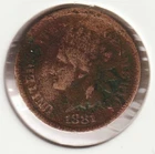 US Rare Old West 1881 Indian Head Penny Coin American Collection Shield Cent USA