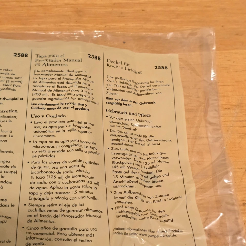 Pampered Chef Manual Food Processor Replacement Lid 2588 For Part 2581 White New - Image 3 of 4