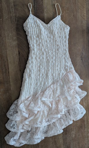 Vintage 80s 90s New Leaf Pink Lace Tulle Dress Size Medium 9/10 Prom Dress Dress
