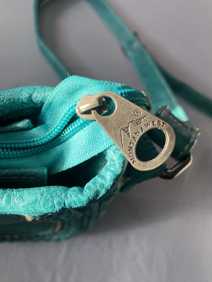 Montana West Studded Bag Western Style Handbag In Teal and Silver - Image 4 of 4