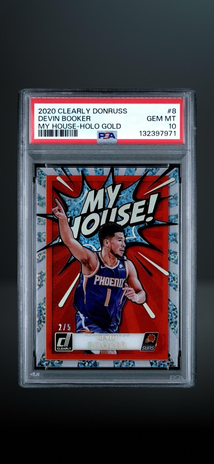 Panini 2020-21 Clearly Donruss Devin Booker My House! Holo Gold /5 #8 PSA 10