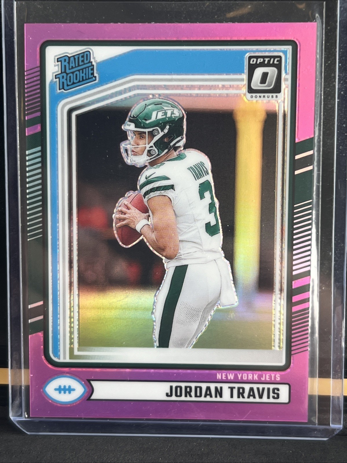 2024 Panini Donruss - Rated Rookie Jordan Travis #349 Optic Preview Pink Prizm