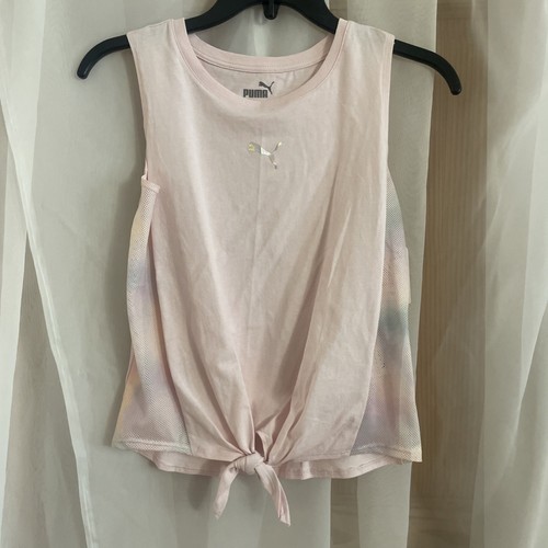 Puma Pink Shirt Sleeveless Summer Daze Sz Large Sleeveless Waste Tie 100% Cotton - Picture 1 of 5