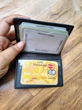 RFID Black Men's Genuine Leather Business Card Plastic Insert ID Holder Wallet