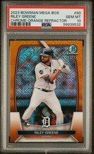 2023 Bowman Mega Box RILEY GREENE /25 Orange Chrome Refractor RC #90 PSA 10 GmMt