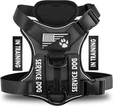 Reflective Service Dog Harness, Adjustable Soft Pet Vest with 5 Patches