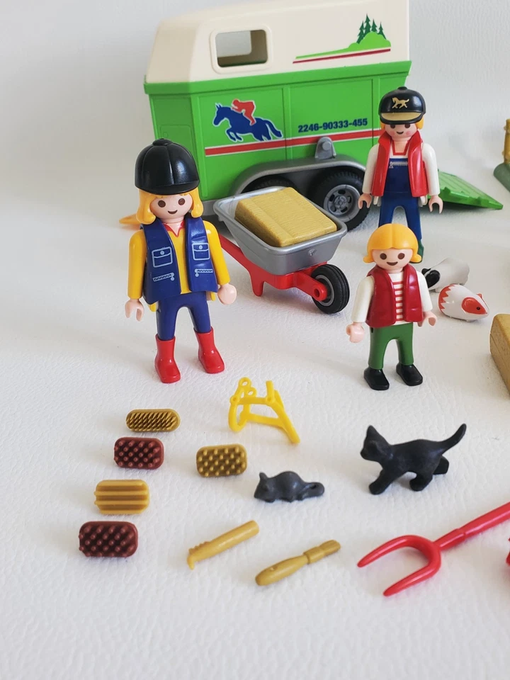 Playmobil Grand Lot Equitation Remorque Van, 4 Chevaux, 5 Figurines Enclos Horse - Photo 3/4