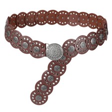Hollow Disc Belt Western Leather Belt Boho Concho Belt Vintage Waist Belt for...