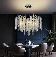 Round Dining Room Chandelier Over Table,Crystal Ceiling Light Fixtures for Foyer
