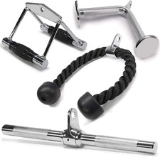 Cable Machine Attachment, Tricep Rope  Double D  Straight Bar  V Bar - 880 LB