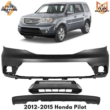 Front Bumper Cover Fascia Paintable & Lower Valance For 2012-2015 Honda Pilot