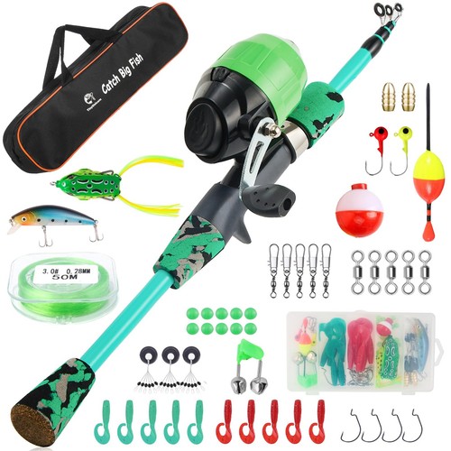 Kids Fishing Pole Kids Portable Telescopic Fishing Rod Set Tackle Box And Fishing Net Combo Kit Kids Fishing Gear For Boys And Girls Age 5 10 And Youth