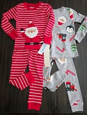 Carter's J.O.Y. Size 3T Christmas Pajamas 4pc Set Santa Penguin Train Ornaments