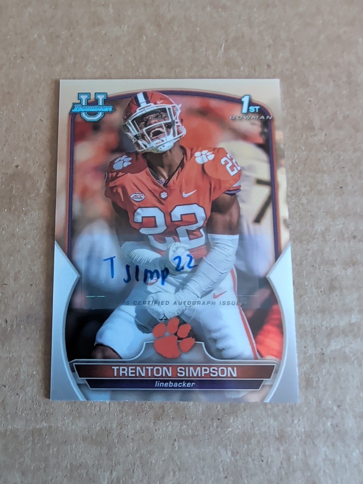 2022 Bowman U Chrome Chrome Prospect Auto Trenton Simpson #45 Auto Ravens