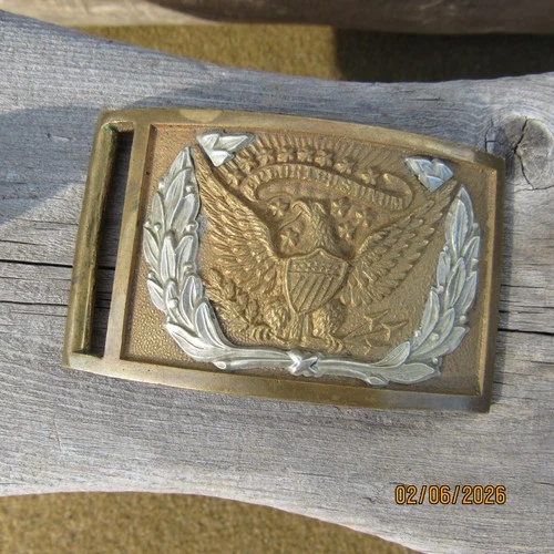 Authentic Civil War M-1851 US Officer’s Sword Belt Buckle 3 Piece Silver Wreath